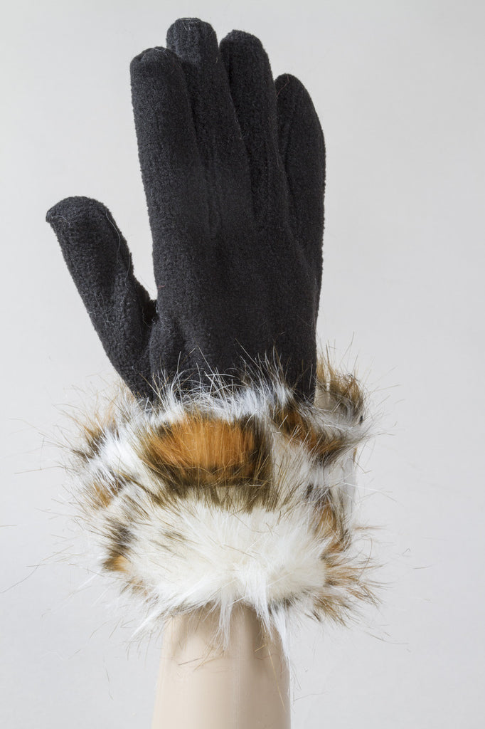 White Leopard Fleece Gloves
