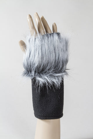 Soft Gray  Faux Fur Fingerless Glove